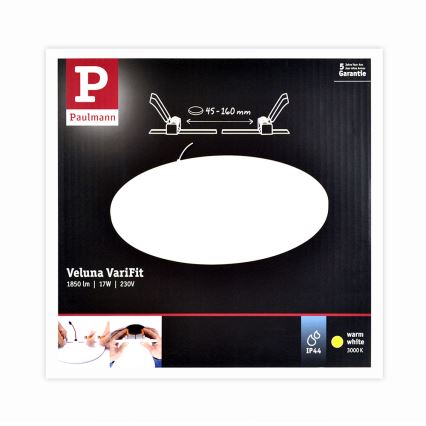 Paulmann 92389 - LED/17W IP44 Iebūvējamais vannas istabas gaismeklis VARIFIT 230V