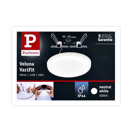 Paulmann 92390 - LED/4,5W IP44 Iebūvējamais vannas istabas gaismeklis VARIFIT 230V