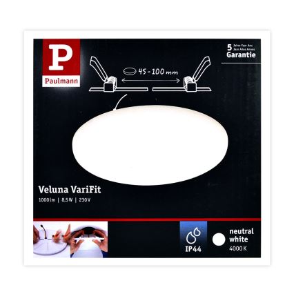 Paulmann 92391 - LED/8,5W IP44 Iebūvējamais vannas istabas gaismeklis VARIFIT 230V