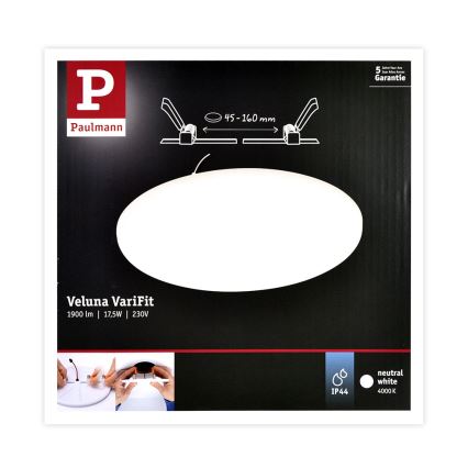 Paulmann 92392 - LED/17,5W IP44 Iebūvējamais vannas istabas gaismeklis VARIFIT 230V