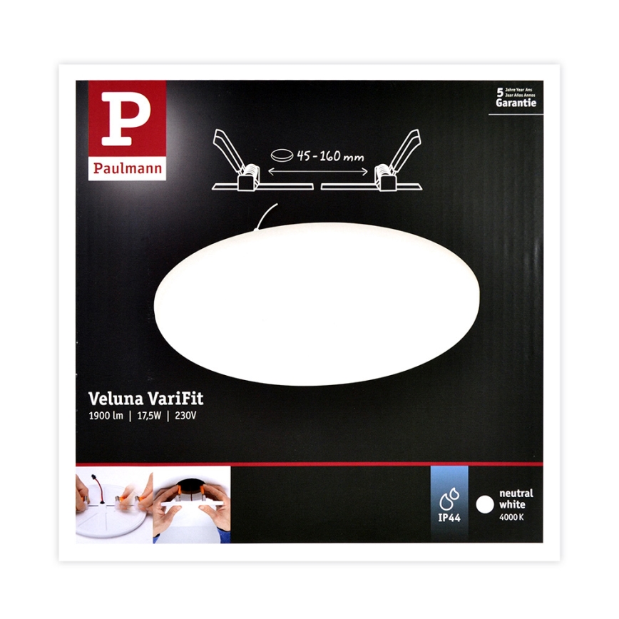 Paulmann 92392 - LED/17,5W IP44 Iebūvējamais vannas istabas gaismeklis VARIFIT 230V