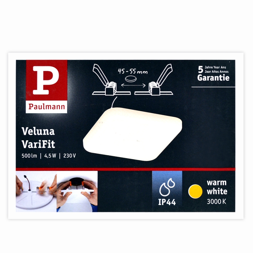 Paulmann 92393 - LED/4,5W IP44 Iebūvējamais vannas istabas gaismeklis VARIFIT 230V