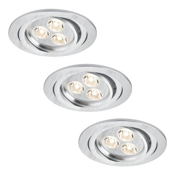 Paulmann 92530 - KOMPLEKTS 3x LED iegremdēts gaismeklis PREMIUM LINE 3xLED/3W/230V
