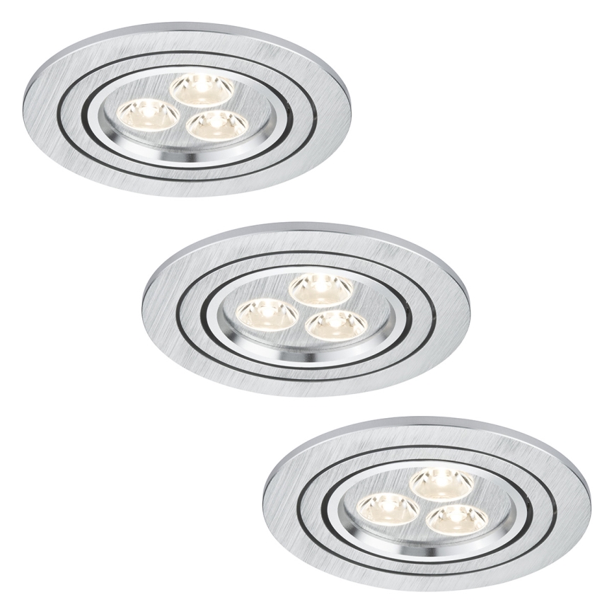 Paulmann 92530 - KOMPLEKTS 3x LED iegremdēts gaismeklis PREMIUM LINE 3xLED/3W/230V