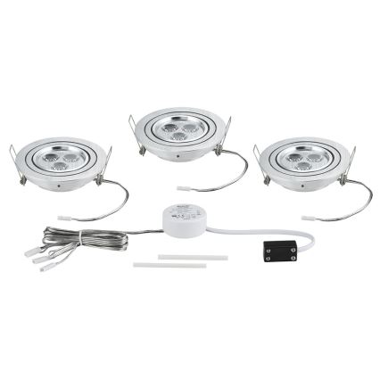 Paulmann 92530 - KOMPLEKTS 3x LED iegremdēts gaismeklis PREMIUM LINE 3xLED/3W/230V