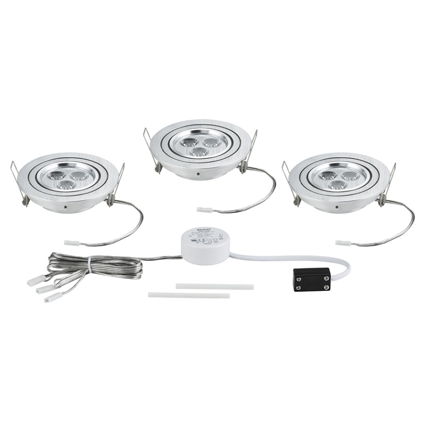 Paulmann 92530 - KOMPLEKTS 3x LED iegremdēts gaismeklis PREMIUM LINE 3xLED/3W/230V