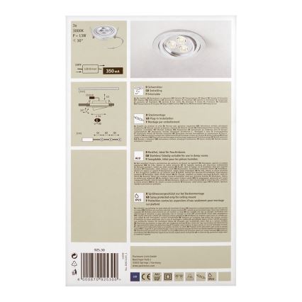 Paulmann 92530 - KOMPLEKTS 3x LED iegremdēts gaismeklis PREMIUM LINE 3xLED/3W/230V