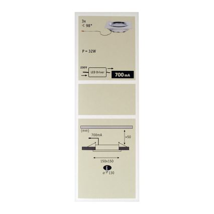 Paulmann 92695 - KOMPLEKTS 3x LED Aptumšojams iegremdēts gaismeklis DICE 3xLED/8W/230V