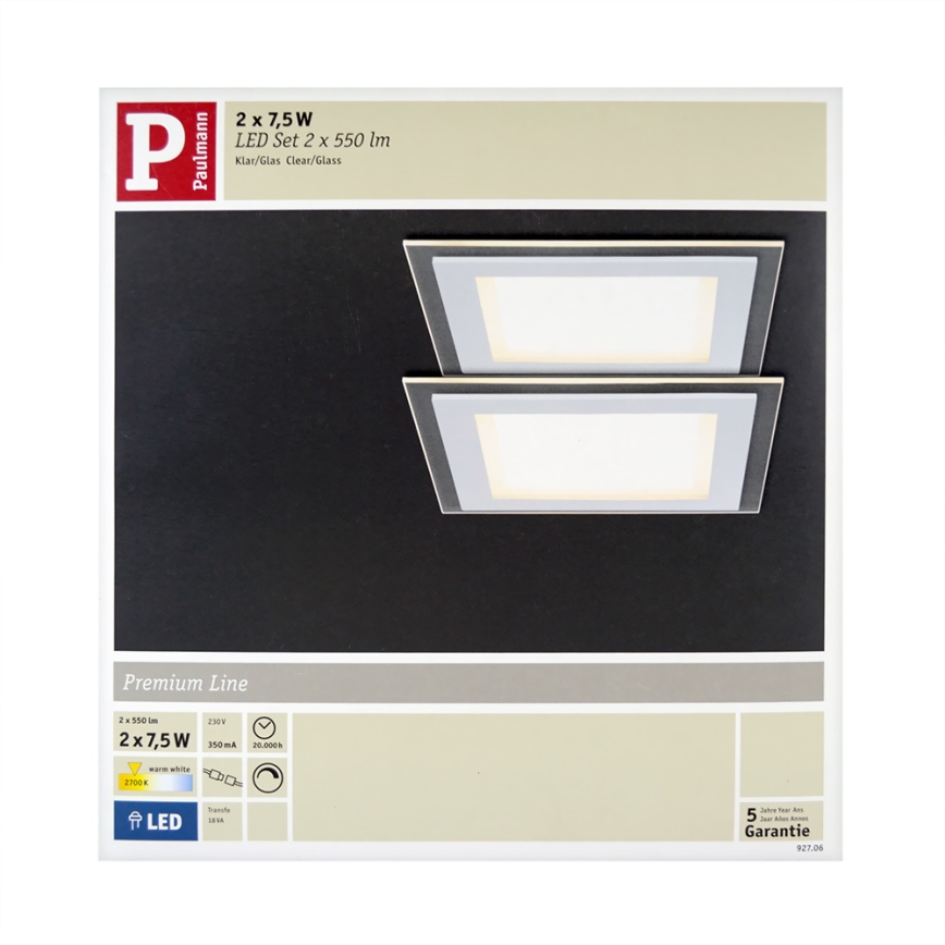 Paulmann 92706 - KOMPLEKTS 2xLED/7,5W Aptumšojama piekaramo griestu lampa DECODICE 230V