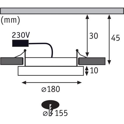 Paulmann 92946 - LED/11W IP23 vannas istabas iebūvējamais griestu gaismeklis AREO 230V Ø 18 cm matēts hroms