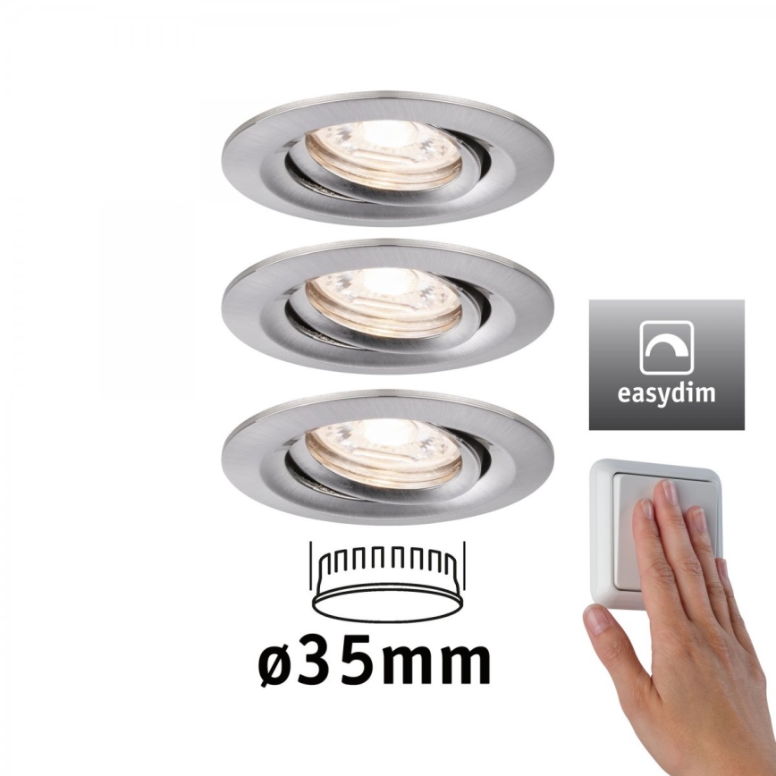 Paulmann 92973 - KOMPLEKTS 3xLED/4,2W IP23 Aptumšojama vannas istabas lampa COIN 230V