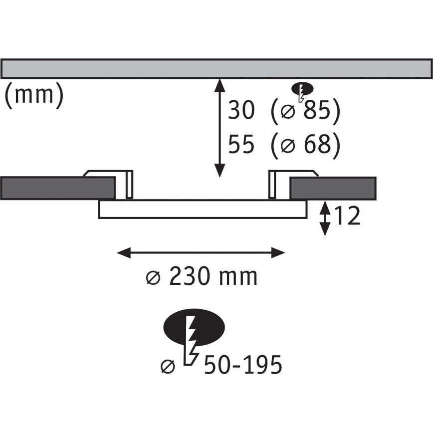 Paulmann 93046 - LED/16W IP44 Aptumšojams vannas istabas iebūvējamais griestu gaismeklis AREO 230V 3000-6500K Ø 23 cm matēts hroms