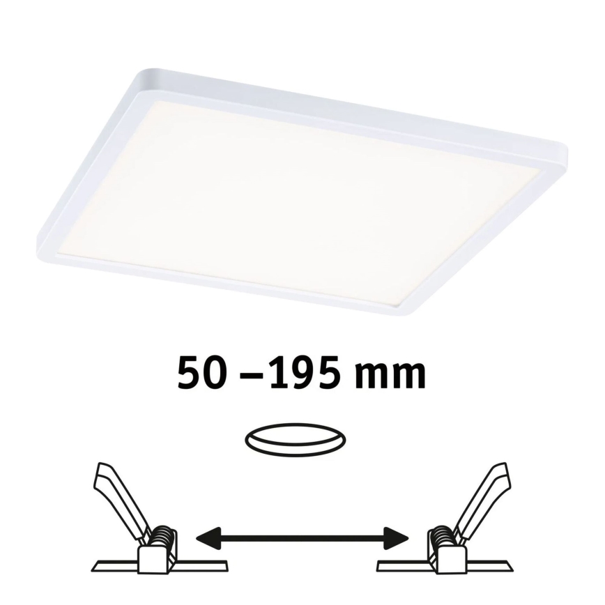Paulmann 93060 - LED/16W IP44 ar regulējamu spilgtumu vannas istabas iebūvējamais griestu gaismeklis AREO 230V 23x23 cm balts