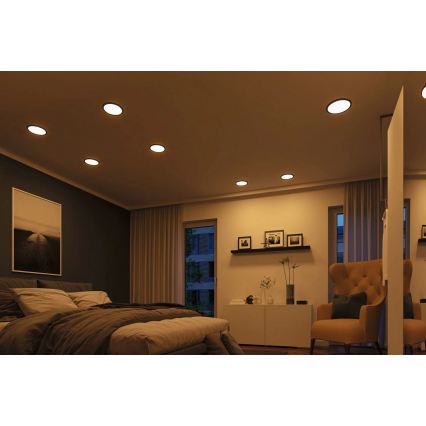 Paulmann 93102 - LED/16W IP44 Ar regulējamu spilgtumu vannas istabas iebūvējamais griestu gaismeklis AREO 230V 2000/3000/4000K Ø 23 cm melns
