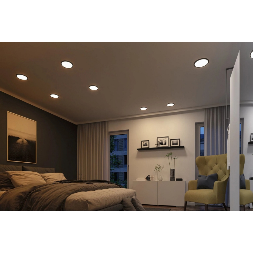 Paulmann 93102 - LED/16W IP44 Ar regulējamu spilgtumu vannas istabas iebūvējamais griestu gaismeklis AREO 230V 2000/3000/4000K Ø 23 cm melns