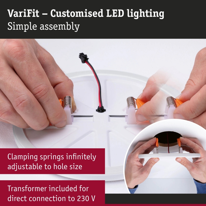 Paulmann 93102 - LED/16W IP44 Ar regulējamu spilgtumu vannas istabas iebūvējamais griestu gaismeklis AREO 230V 2000/3000/4000K Ø 23 cm melns
