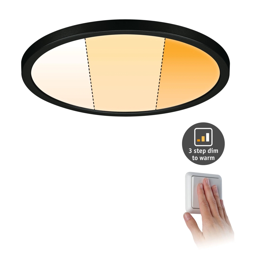Paulmann 93102 - LED/16W IP44 Ar regulējamu spilgtumu vannas istabas iebūvējamais griestu gaismeklis AREO 230V 2000/3000/4000K Ø 23 cm melns
