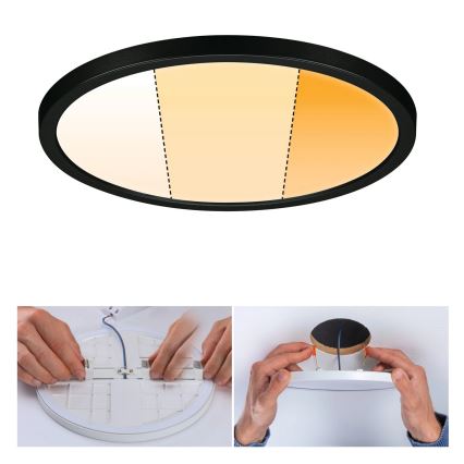 Paulmann 93102 - LED/16W IP44 Ar regulējamu spilgtumu vannas istabas iebūvējamais griestu gaismeklis AREO 230V 2000/3000/4000K Ø 23 cm melns