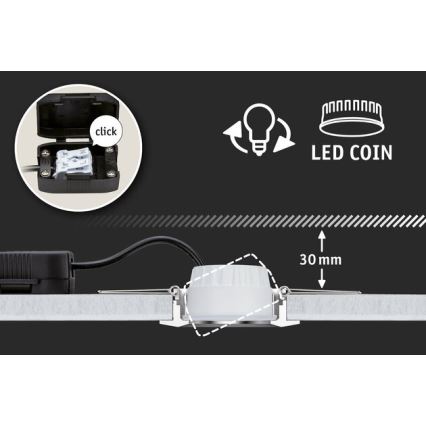 Paulmann 93483 - KOMPLEKTS 3xLED/6,5W IP23 Aptumšojama vannas istabas iegremdējama lampa NOVA 230V