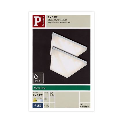Paulmann 93584 - KOMPLEKTS 2xLED/6,2W IP44 Mēbeļu apgaismojums KITE 230V
