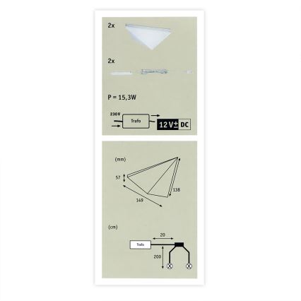 Paulmann 93584 - KOMPLEKTS 2xLED/6,2W IP44 Mēbeļu apgaismojums KITE 230V