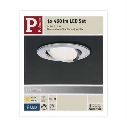 Paulmann 93603 - LED-GU10/7W IP23 Aptumšojama iegremdējama vannas istabas lampa NOVA 230V