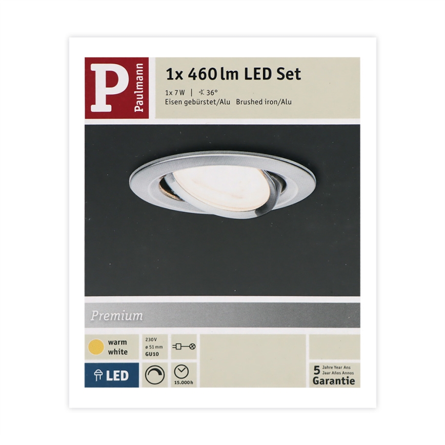 Paulmann 93603 - LED-GU10/7W IP23 Aptumšojama iegremdējama vannas istabas lampa NOVA 230V