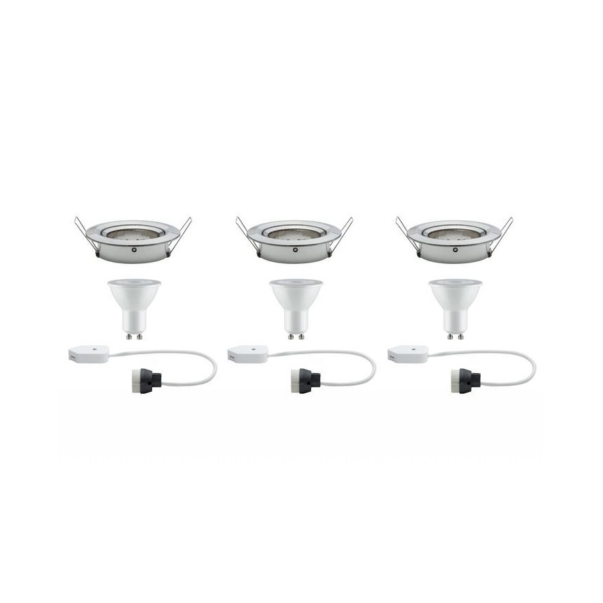 Paulmann 93607 - KOMPLEKTS 3x LED GU10/7W IP23 Aptumšojams vannas istabas gaismeklis NOVA 230V