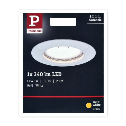 Paulmann 93658 - LED-GU10/4,5W Iegremdēts gaismeklis 230V