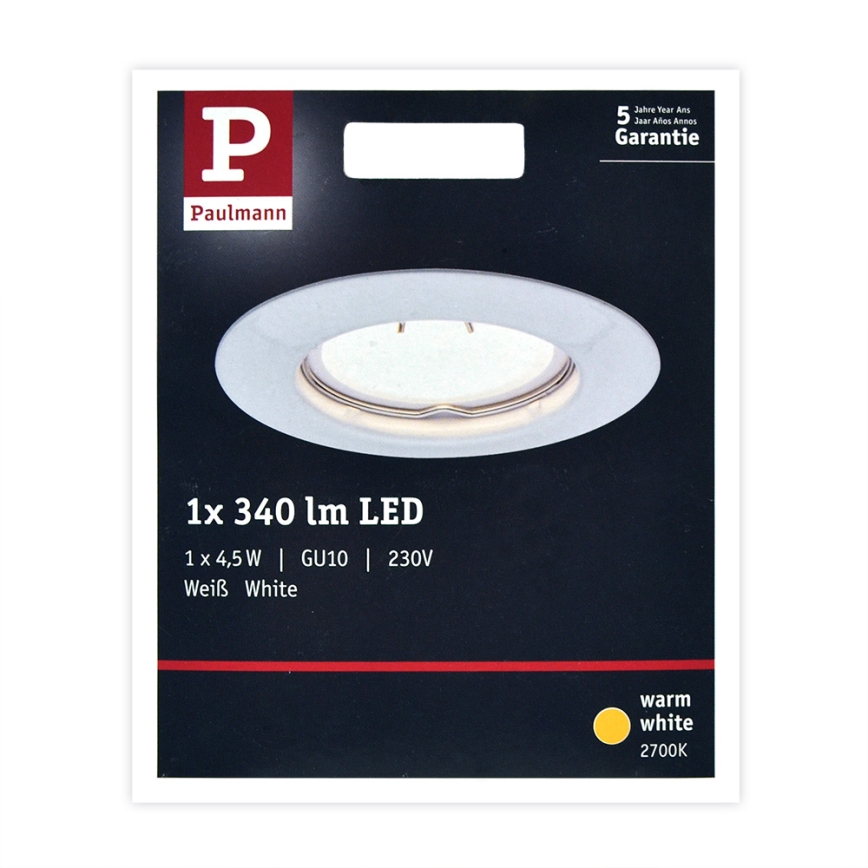 Paulmann 93658 - LED-GU10/4,5W Iegremdēts gaismeklis 230V