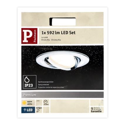 Paulmann 93867 - 1xLED/6,8W IP23 Vannas istabas iegremdēts gaismeklis COIN 230V