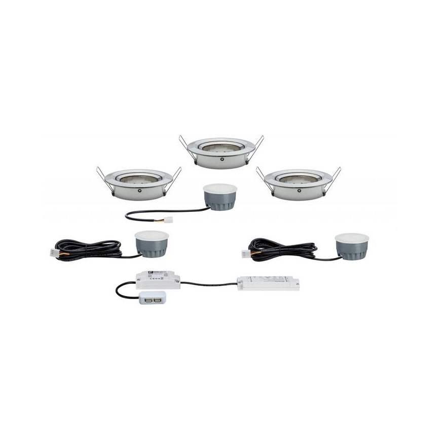 Paulmann 93937 - KOMPLEKTS 3x LED/6W IP23 Aptumšojama iegremdējama vannas istabas lampa SMART HOME COIN 230V 2000-2700K