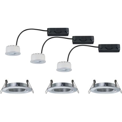 Paulmann 93943 - Komplekts 3x LED/6,8 W IP23 dimējams vannasistabas iebūvējams griestu gaismeklis COIN 230 V