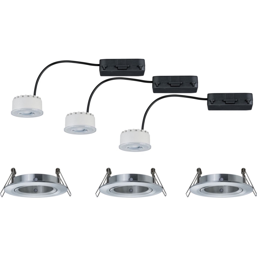 Paulmann 93943 - Komplekts 3x LED/6,8 W IP23 dimējams vannasistabas iebūvējams griestu gaismeklis COIN 230 V