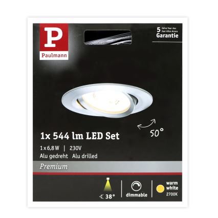 Paulmann 93946 - LED/6,8W IP23 Aptumšojama vannas istabas piekaramo griestu lampa COIN 230V