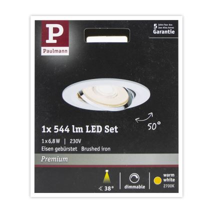 Paulmann 93947 - LED/6,8W IP23 Aptumšojama vannas istabas iegremdējama lampa COIN 230V