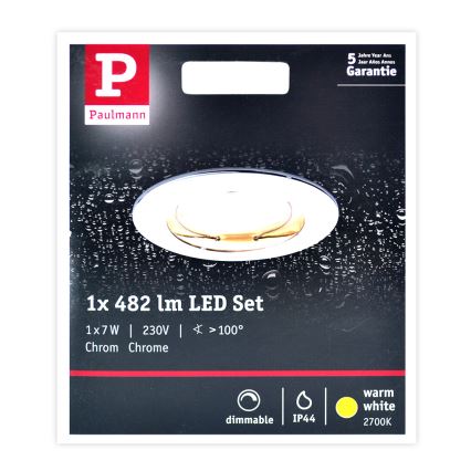 Paulmann 93959 - LED/7W IP44 Aptumšojams vannas istabas lampa COIN 230V