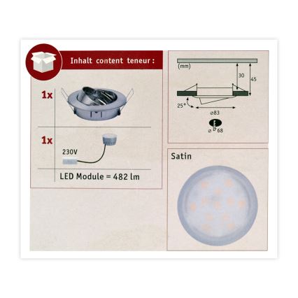 Paulmann 93963 - LED/7W IP23 Vannas istabas aptumšojamais gaismeklis COIN 230V