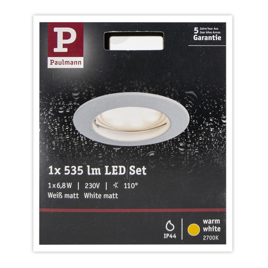 Paulmann 93973 - LED/6,8W IP44 Vannas istabas iegremdējama lampa COIN 230V