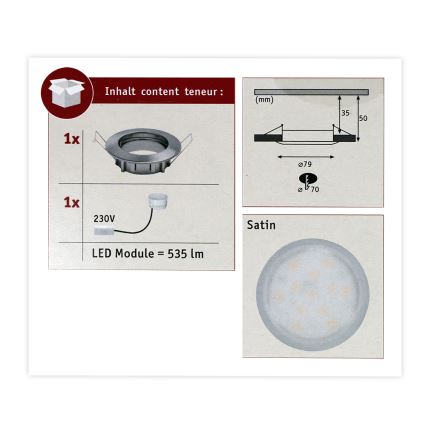 Paulmann 93975 - LED/6,8W IP44 Iegremdējams vannas istabas gaismeklis COIN 230V