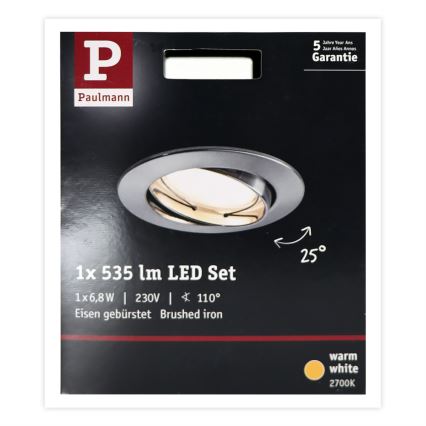 Paulmann 93979 - LED/6,8W IP23 Vannas istabas iegremdējams gaismeklis COIN 230V