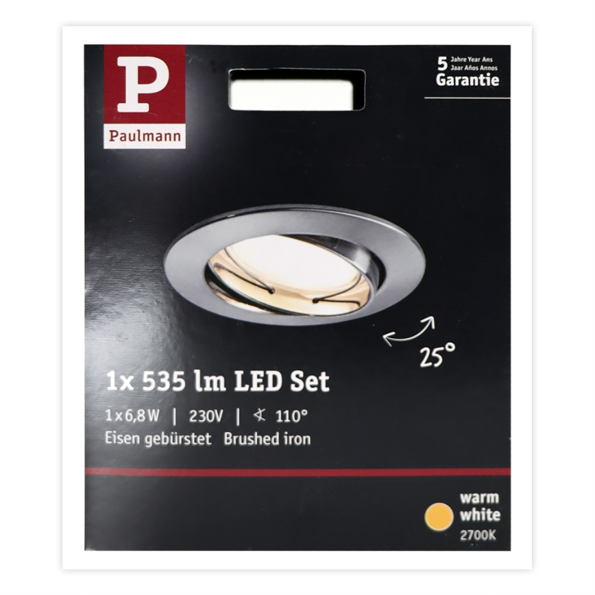 Paulmann 93979 - LED/6,8W IP23 Vannas istabas iegremdējams gaismeklis COIN 230V