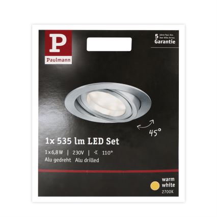 Paulmann 93983 - LED/6,8W IP23 Vannas istabas iegremdējams gaismeklis COIN 230V