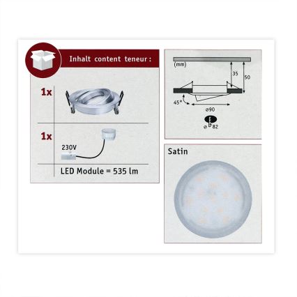 Paulmann 93983 - LED/6,8W IP23 Vannas istabas iegremdējams gaismeklis COIN 230V