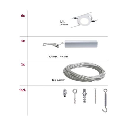 Paulmann 94106 - KOMPLEKTS 6xLED/4W Starmetis auklu sistēmai ROUNDMAC 230V balta