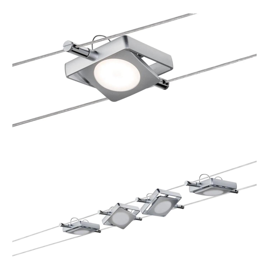 Paulmann 94107 - komplekts 4xLED/4,3W spotgaismekļi MAC vadu sistēmai 230V, matēts hroms