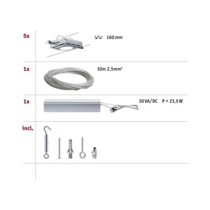 Paulmann 94108 - KOMPLEKTS 5xLED/4,3W Griestu lampa lanku sistēmai MAC 230V matēts hroms