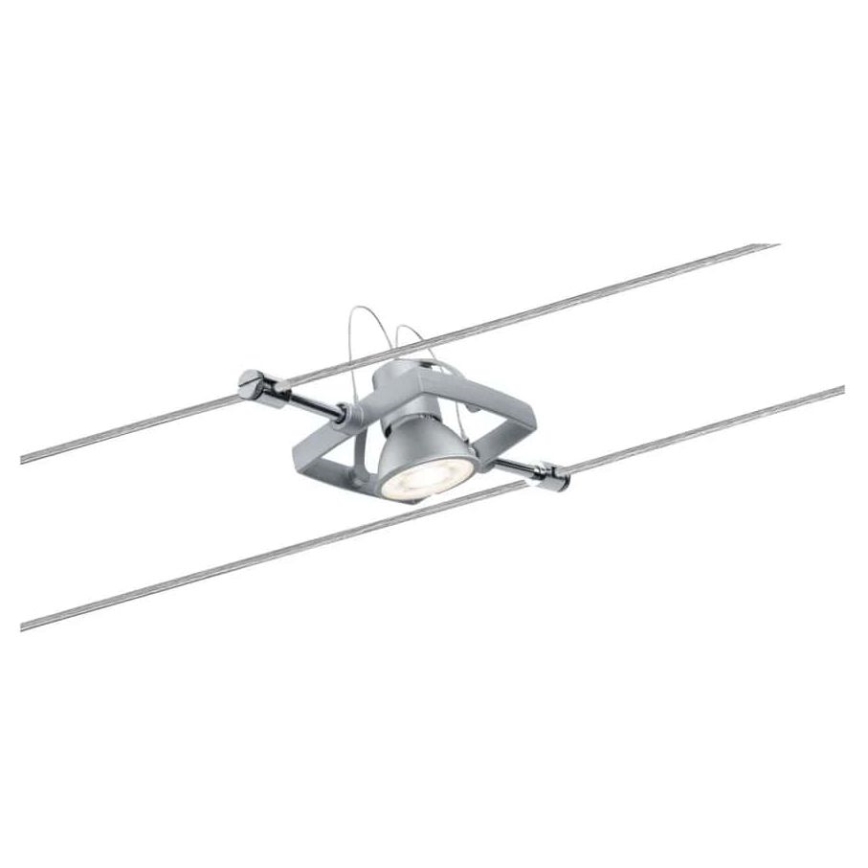 Paulmann 94133 - komplekts 5xGU5,3/10W, pilnīga MAC kabeļu sistēma 230V, matēts hroms