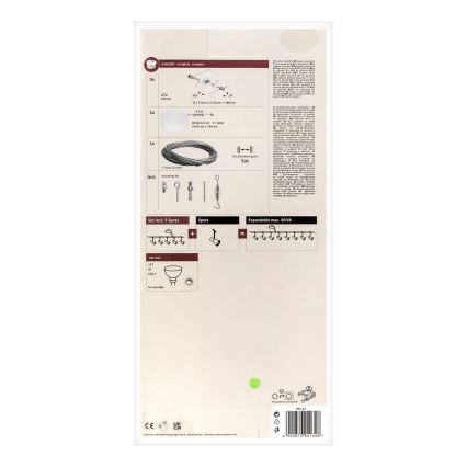 Paulmann 94134 - Komplekts 5x GU5,3/10W — pilnīga MAC trošu sistēma, 230 V, balta