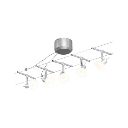 Paulmann 94136 - KOMPLEKTS 5xGU5,3/10W Pilna kabeļu sistēma SHEELA 230V spīdīgs hroms